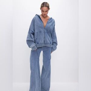 Good American Jeanius Jeanius Oversized Hoodie - indigo 586 - Like New - S/M